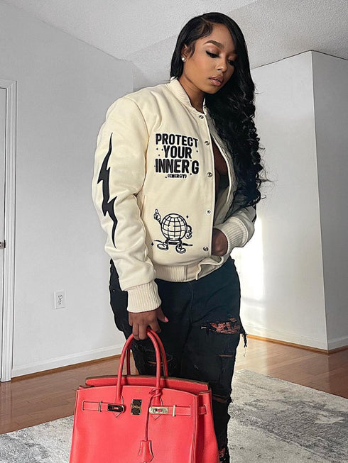 Fashion Women's Letter Print Casual Jacket - ROUTINE FASHION